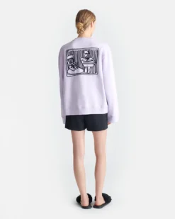 Nanushka Remy - Printed Cotton-Fleece Sweatshirt - Lilac/Black/Books -Nanushka Sale Store NU25SSTP13943REMY LILAC BLACK BOOKS COTTONFLEECE 2 52b8b3d3 f3f7 4fc8 a403 f7d5747743f4