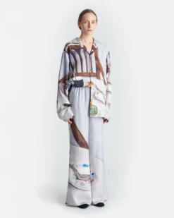 Nanushka Milon - Printed Flared Silk Twill Pants - Poppyseed Cake