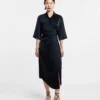 Nanushka Lais - Draped Front Shirt Dress - Black