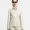 Nanushka Naum - Okobor™ Alt-Leather Shirt - Creme