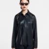 Nanushka Naum - Okobor™ Alt-Leather Shirt - Black