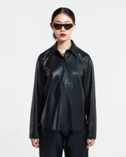 Nanushka Naum - Okobor™ Alt-Leather Shirt - Black