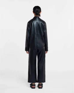 Nanushka Naum - Okobor™ Alt-Leather Shirt - Black -Nanushka Sale Store NW22CRSH00399 NAUM BLACK OKOBOR 03