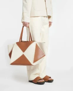 Nanushka Origami Tote Large - Alt-Nappa Crochet Tote - Off White/Tan/Crème -Nanushka Sale Store NW23CRBG00471 THEORIGAMITOTELARGE OFFWHITE TAN CREME ALT NAPPAPW 840c9434 7513 4434 8a47 405809791576