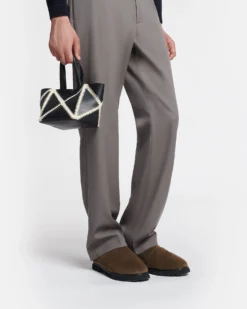 Nanushka Origami Tote Mini - Alt-Nappa Crochet Tote - Black/Crème -Nanushka Sale Store NW23CRBG02599 THE ORIGAMI MINI BLACK CREAM ALT NAPPA PW 1