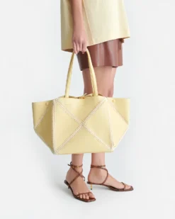 Nanushka Origami Tote - Alt-Nappa Crochet Tote - Moonbeam/Crème -Nanushka Sale Store NW24CRBG07111 THEORIGAMITOTE MOONBEAM CREME ALT NAPPA