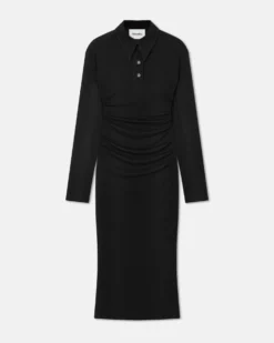 Nanushka Verity - Mesh Jersey Shirt Dress - Black -Nanushka Sale Store NW24CRDR00399VERITY BLACK SOLIDMESHJERSEY 1