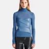 Nanushka Kynlee - Mesh Jersey And Okobor™ Alt-Leather Top - Blue