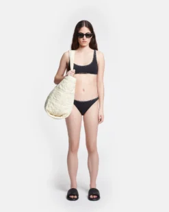 Nanushka Merve - Crochet Bikini Bottoms - Black -Nanushka Sale Store NW24PFHT08099 MERVE BLACK CREME RECYCLEDNYLON CROCHET 1