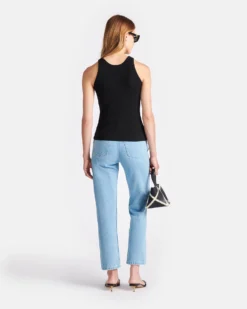 Nanushka Herve - Ribbed-Jersey Tank Top - Black -Nanushka Sale Store NW24PFTP24851 HERVE BLACK COTTON RIB JERSEY 02