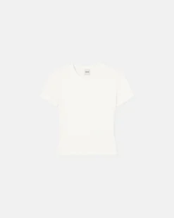 Nanushka Axton - Cropped Ribbed Cotton-Jersey T-Shirt - Off White -Nanushka Sale Store NW24PFTP2490 AXTON OFF WHITE COTTON RIB JERSEY