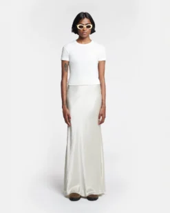 Nanushka Axton - Cropped Ribbed Cotton-Jersey T-Shirt - Off White