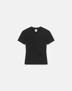 Nanushka Axton - Cropped Ribbed Cotton-Jersey T-Shirt - Black -Nanushka Sale Store NW24PFTP25051 AXTON BLACK COTTON RIB JERSEY