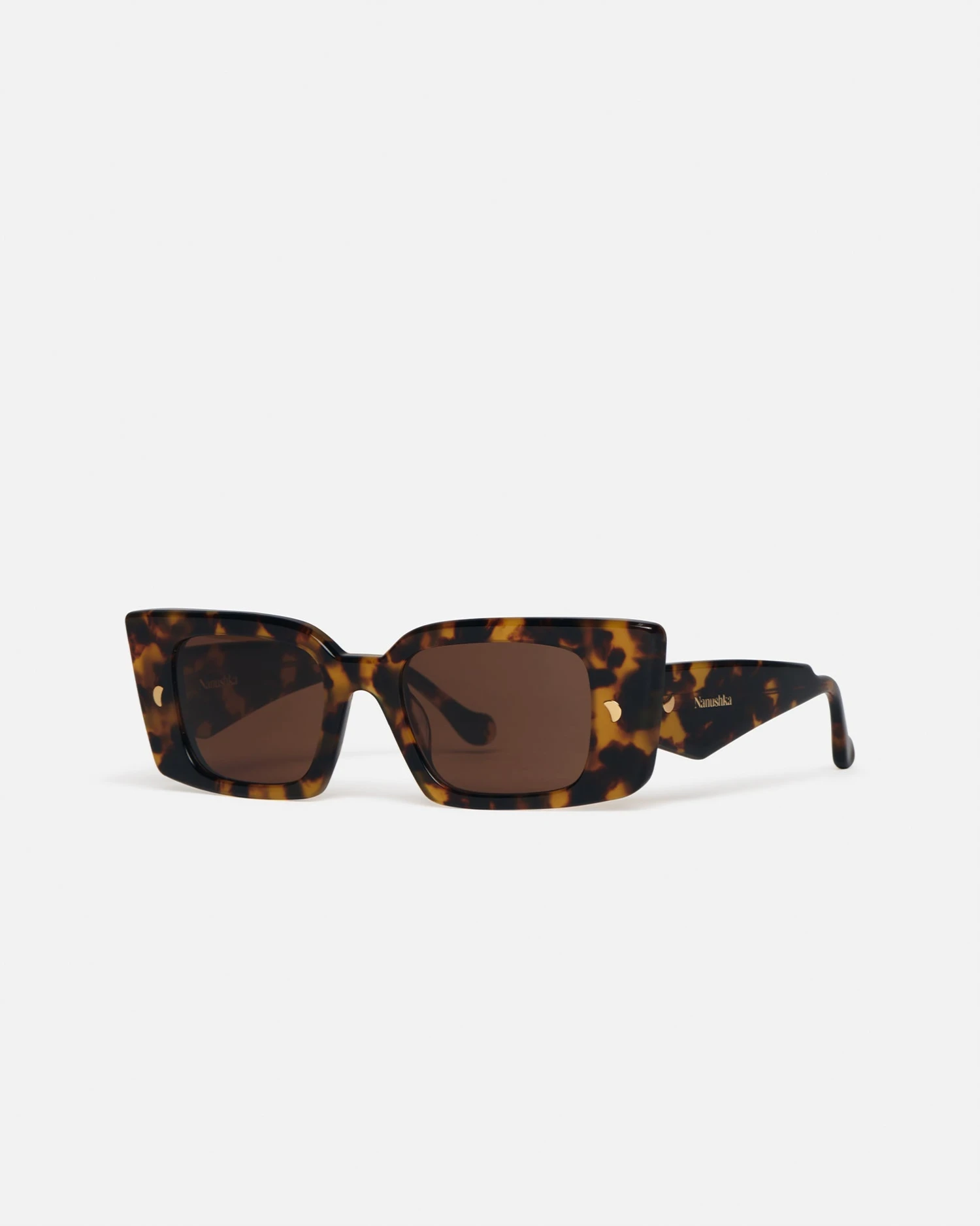 Nanushka Carmel - Bio-Plastic Rectangle-Frame Sunglasses - Dark Amber 2 Nanushka Carmel - Bio-Plastic Rectangle-Frame Sunglasses - Dark Amber - Image 2