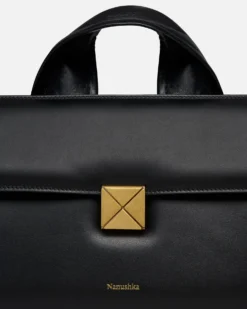 Nanushka The SANDI Lock - Top Handle Bag - Black -Nanushka Sale Store NW25CRBG01299SANDILOCK BLACK LEATHER 04 e075b468 2eda 4fab aee9 9f77f7e51f51