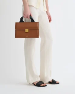 Nanushka The SANDI Lock - Top Handle Bag - Tan -Nanushka Sale Store NW25CRBG09477 2