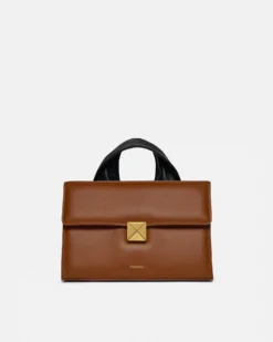 Nanushka The SANDI Lock - Top Handle Bag - Tan