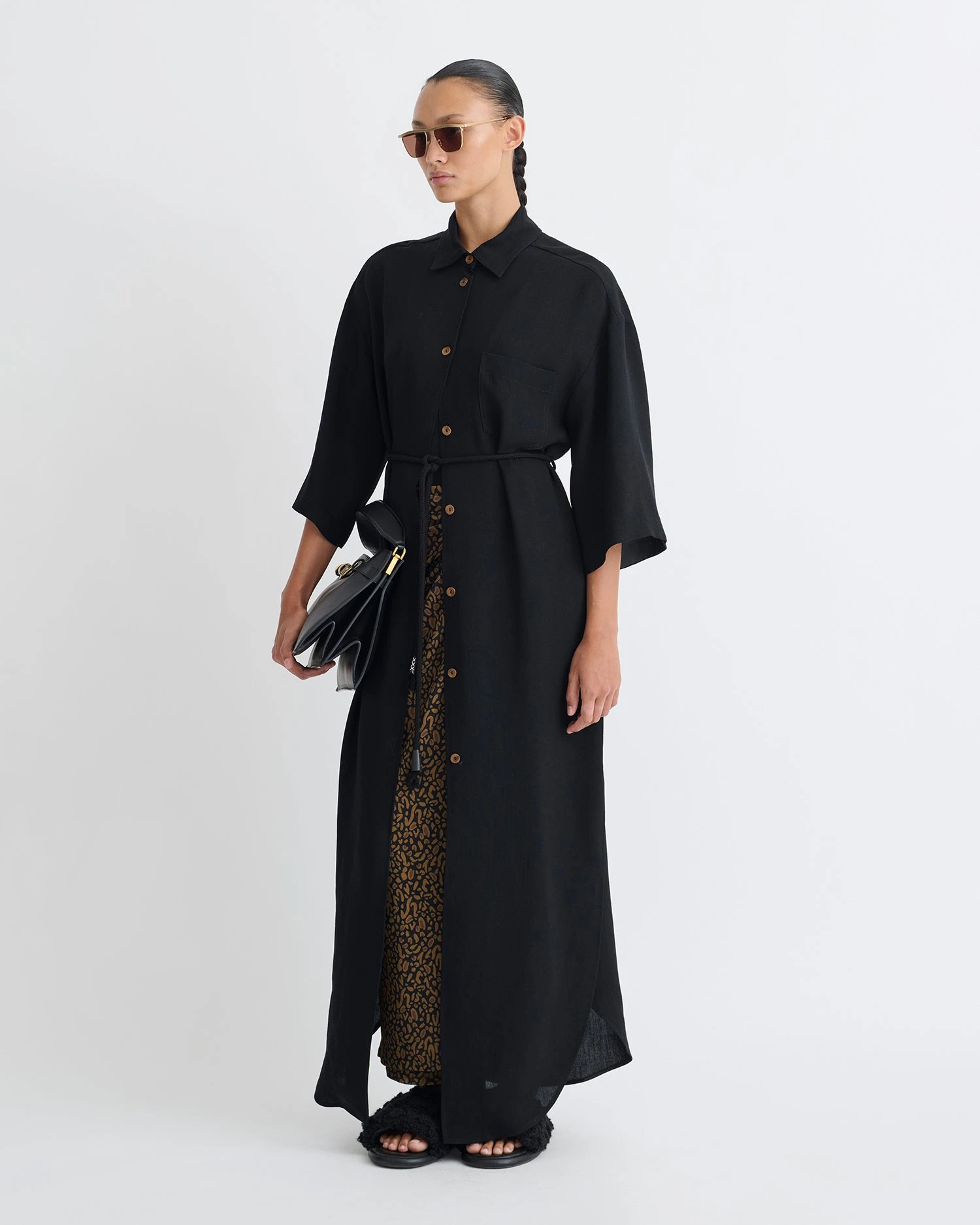 Nanushka Damala - Tech Linen Shirt Dress - Black 2 Nanushka Damala - Tech Linen Shirt Dress - Black - Image 2