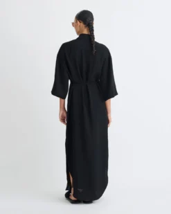 Nanushka Damala - Tech Linen Shirt Dress - Black 5 Nanushka Damala - Tech Linen Shirt Dress - Black -Nanushka Sale Store NW25FWDR03399 DAMALA BLACK TECH LINEN 02