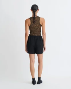 Nanushka Dylla - Tech Linen Belted Shorts - Black -Nanushka Sale Store NW25FWST03499DYLLA BLACK TECHLINEN 02