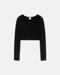 Nanushka Dovie - Cropped Cardigan - Black -Nanushka Sale Store NW25PFCA05099DOVIE BLACK COMPACTVISCOSE