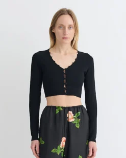 Nanushka Dovie - Cropped Cardigan - Black -Nanushka Sale Store NW25PFCA05099DOVIE BLACK COMPACTVISCOSE 3