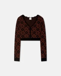 Nanushka Dovie - Cropped Cardigan - Symbol Tile Mahogany -Nanushka Sale Store NW25PFCA05116DOVIE SYMBOLTILEMAHOGANY COMPACTVISCOSE