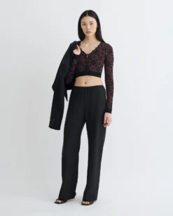 Nanushka Dovie - Cropped Cardigan - Symbol Tile Mahogany