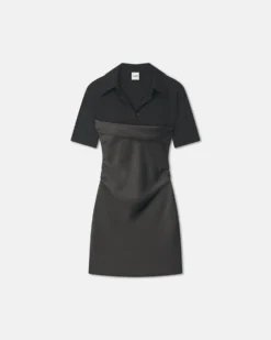 Nanushka Heceta - Mesh Jersey And Slip Satin Mini Dress - Dark Green/Anthracite 9 Nanushka Heceta - Mesh Jersey And Slip Satin Mini Dress - Dark Green/Anthracite -Nanushka Sale Store NW25PFDR03269HECETA DARKGREENANTHRACITE SLIPSATINMESHJERSEY