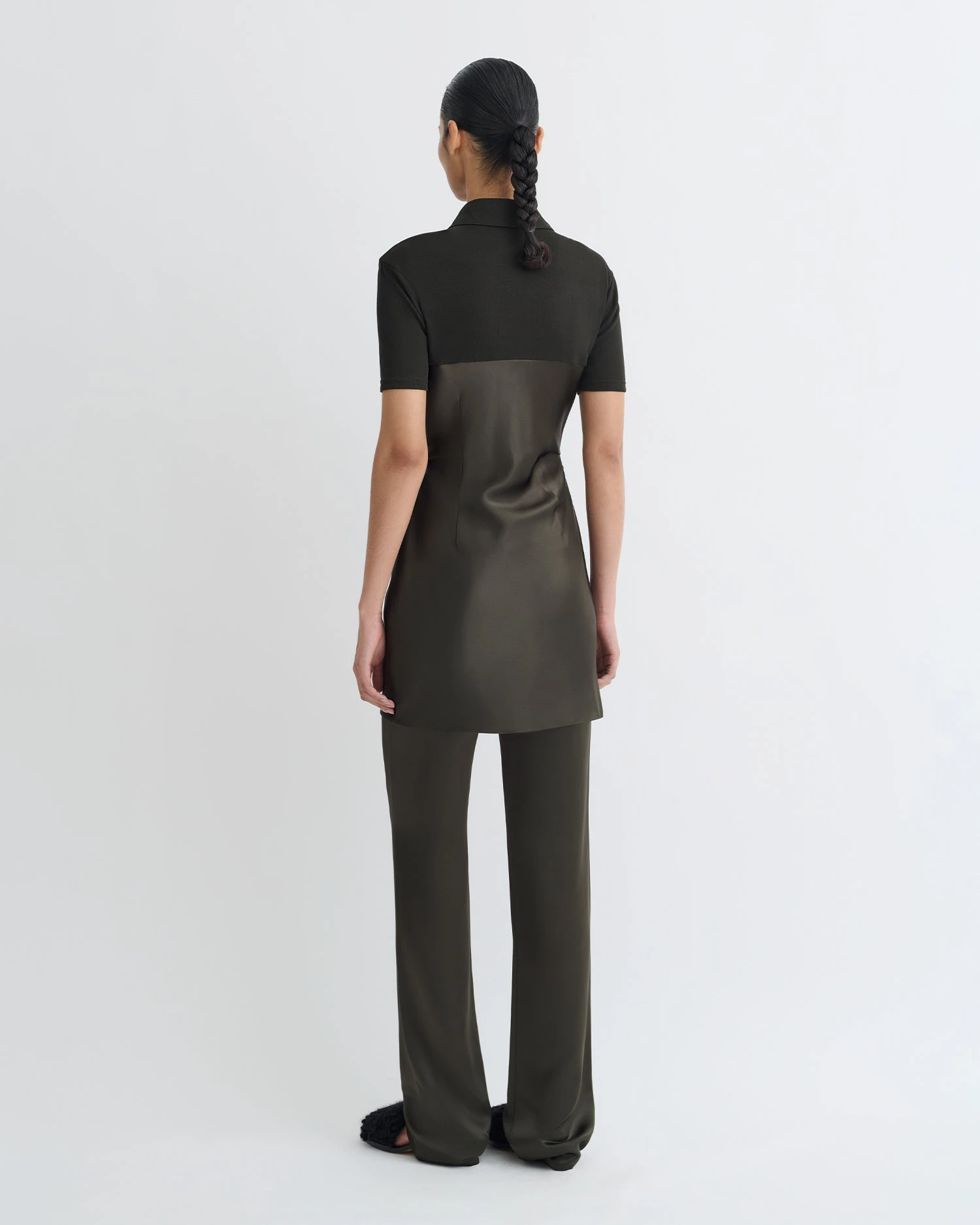 Nanushka Heceta - Mesh Jersey And Slip Satin Mini Dress - Dark Green/Anthracite 2 Nanushka Heceta - Mesh Jersey And Slip Satin Mini Dress - Dark Green/Anthracite - Image 2