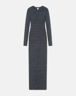 Nanushka Dakoa - Striped Terry Merino Maxi Dress - Grey Stripe -Nanushka Sale Store NW25PFDR03994DAKOA GREYSTRIPE TERRYMERINO 2