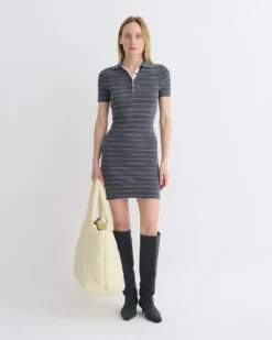 Nanushka Safiyah - Striped Terry Merino Mini Dress - Grey Stripe