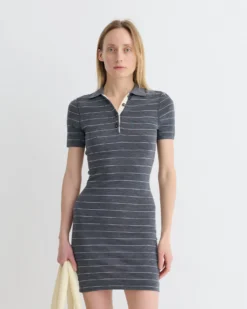 Nanushka Safiyah - Striped Terry Merino Mini Dress - Grey Stripe -Nanushka Sale Store NW25PFDR04194 3