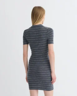 Nanushka Safiyah - Striped Terry Merino Mini Dress - Grey Stripe -Nanushka Sale Store NW25PFDR04194 4
