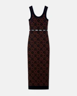 Nanushka Maves - Knitted Midi Dress - Symbol Tile Mahogany -Nanushka Sale Store NW25PFDR04916MAVES SYMBOLTILEMAHOGANY COMPACTVISCOSE