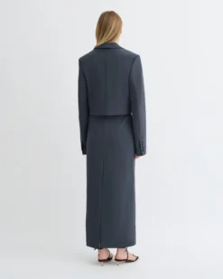 Nanushka Sinead - Cropped Paper Jersey Blazer - Dusty Blue -Nanushka Sale Store NW25PFOW15655SINEAD DUSTYBLUE PAPERJERSEY 2