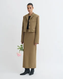 Nanushka Sinead - Cropped Paper Jersey Blazer - Brown