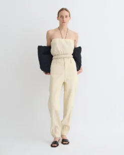 Nanushka Daron - Glass Poplin Pants - Oat