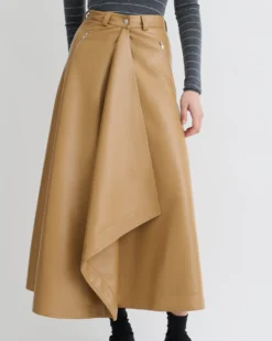Nanushka Neith - Draped Okobor™ Alt-Leather Skirt - Oak -Nanushka Sale Store NW25PFSK01455 1