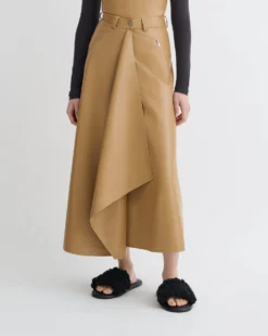 Nanushka Neith - Draped Okobor™ Alt-Leather Skirt - Oak -Nanushka Sale Store NW25PFSK01455 3