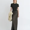 Nanushka Letto - Mesh Jersey And Slip Satin Skirt - Dark Green/Anthracite