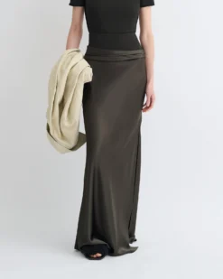 Nanushka Letto - Mesh Jersey And Slip Satin Skirt - Dark Green/Anthracite -Nanushka Sale Store NW25PFSK02669 3