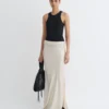 Nanushka Letto - Mesh Jersey And Slip Satin Skirt - Creme/Black