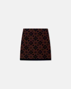 Nanushka Elze - Knitted Mini Skirt - Symbol Tile Mahogany