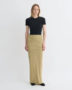 Nanushka Shanda - Draped Mesh Jersey Maxi Skirt - Sand