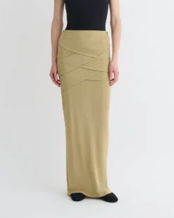 Nanushka Shanda - Draped Mesh Jersey Maxi Skirt - Sand -Nanushka Sale Store NW25PFSK08172 3