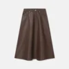 Nanushka Cintia - Regenerated Leather Midi Skirt - Chocolate