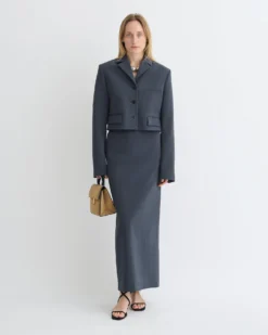 Nanushka Nya - Paper Jersey Midi Skirt - Dusty Blue