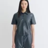 Nanushka Clare - Okobor™Alt-Leather Shirt - Steel Blue