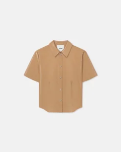 Nanushka Clare - Okobor™Alt-Leather Shirt - Oak -Nanushka Sale Store NW25PFTP00576CLARE OAK OKOBOR